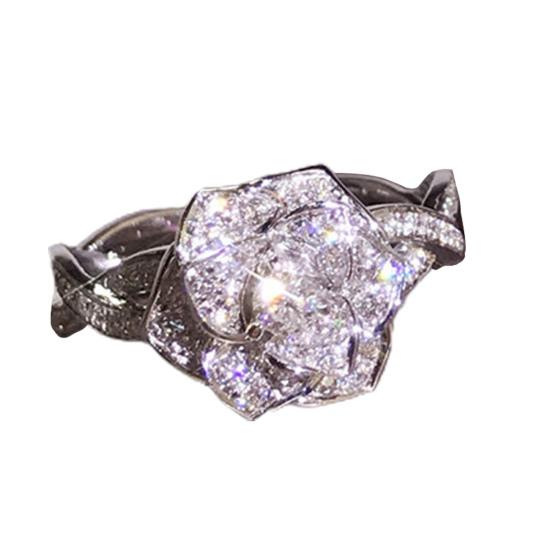 Women Ring Rose Rhinestones Jewelry Lightweight Fashion Appearance Finger Ring for Wedding