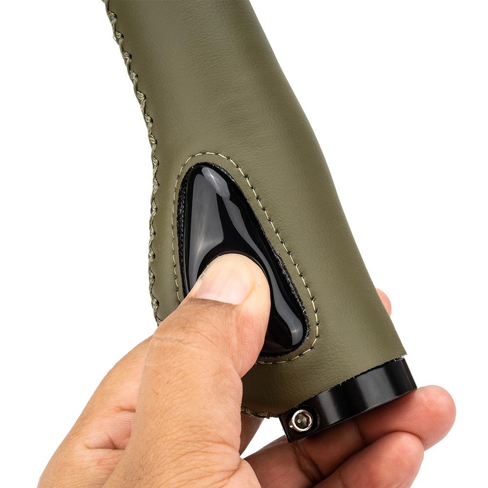 ZTTO Leather Bike Handlebar Grips Silcone Dual Lock-on Bicycle Grips AntiSlip Handle Bar End Grips
