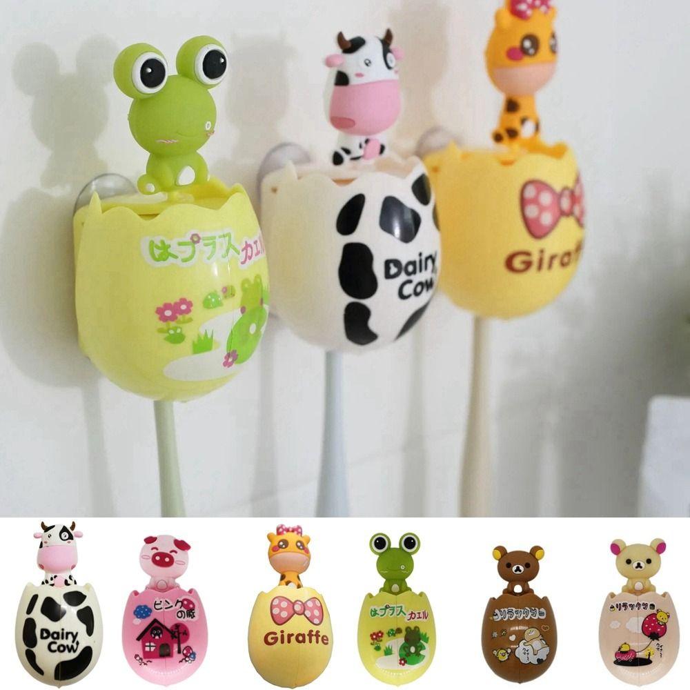 

Plastic Animal Egg-shaped Toothbrush Holder Double Suction Cup Toothbrush Rack Household Giraffe