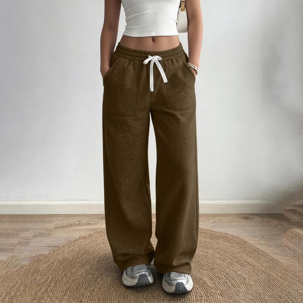 Pantaloni Larghi Colorati da Donna con Tasche Ampi Dritti Casual Palazzo