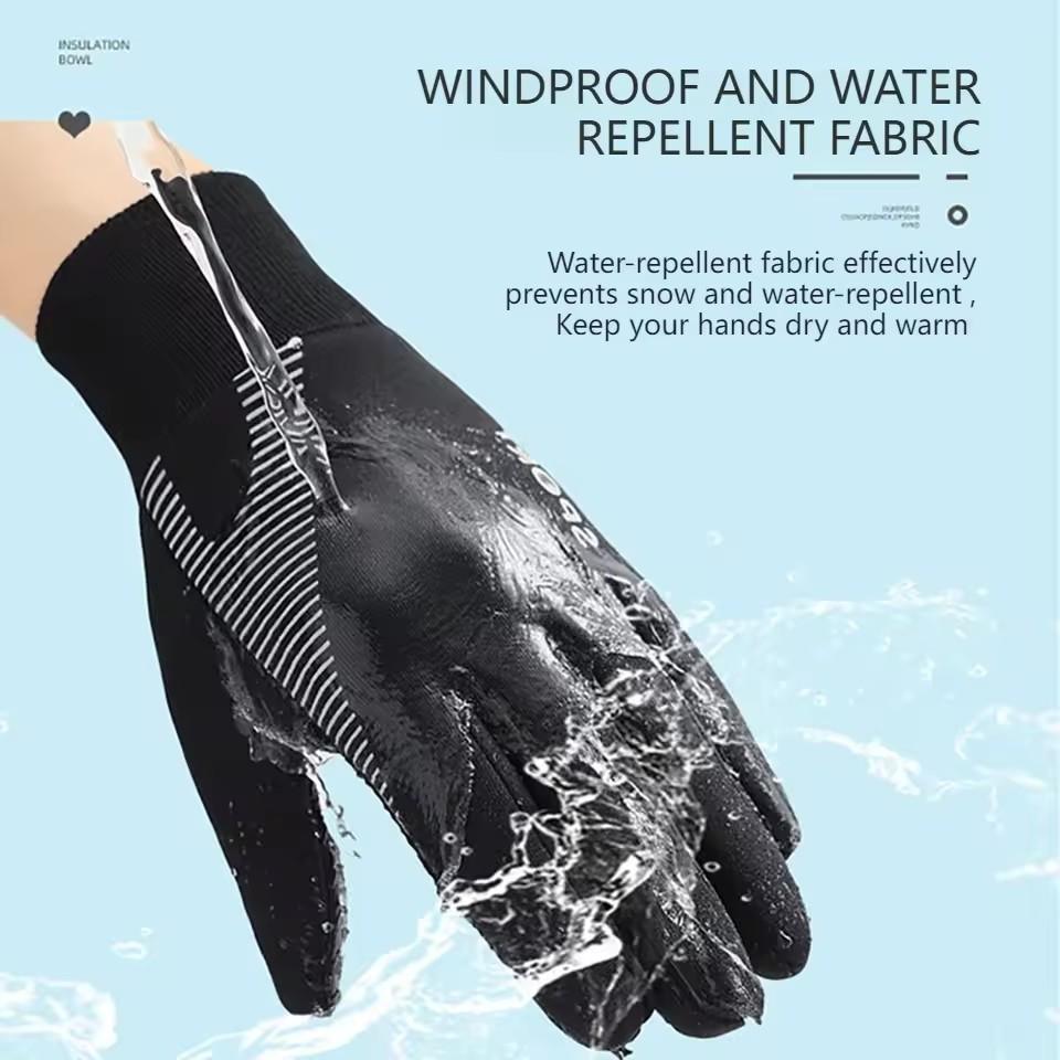 Winter Kid's Warm Riding Gloves Silicone Anti Slip Waterproof Wear-resistant Full Finger Elastic Wrists for Boys Girls Windproof