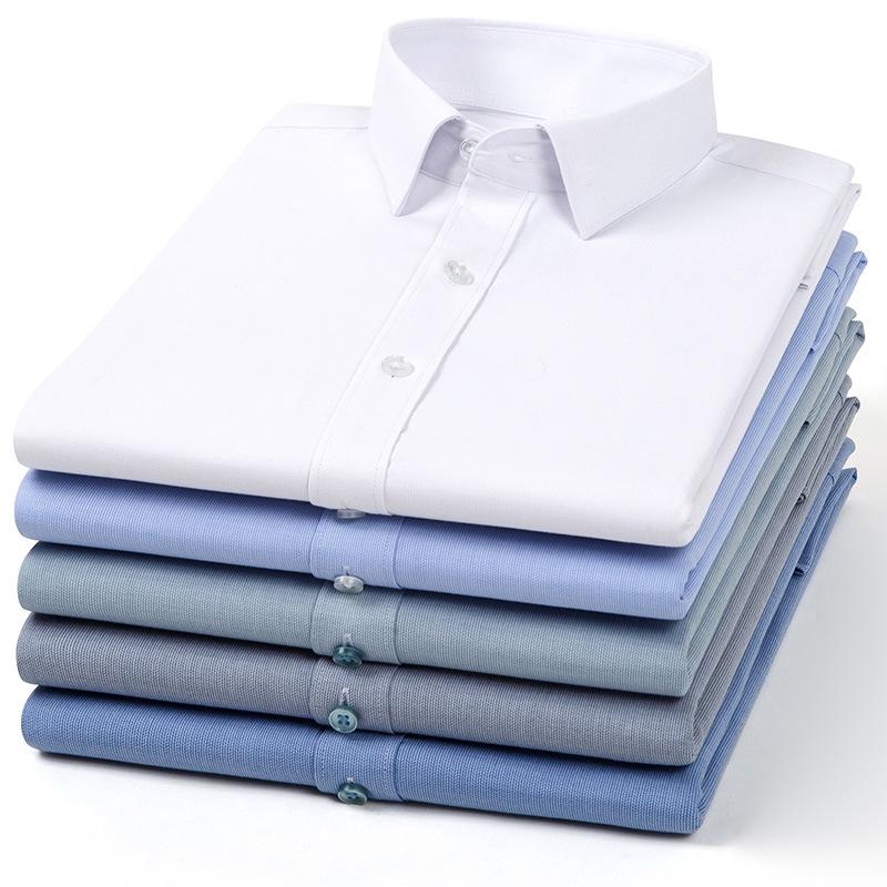 

2025 Spring Men s Light Luxury Anti-Wrinkle Non-Iron Antibacterial Solid Color Shirt 40