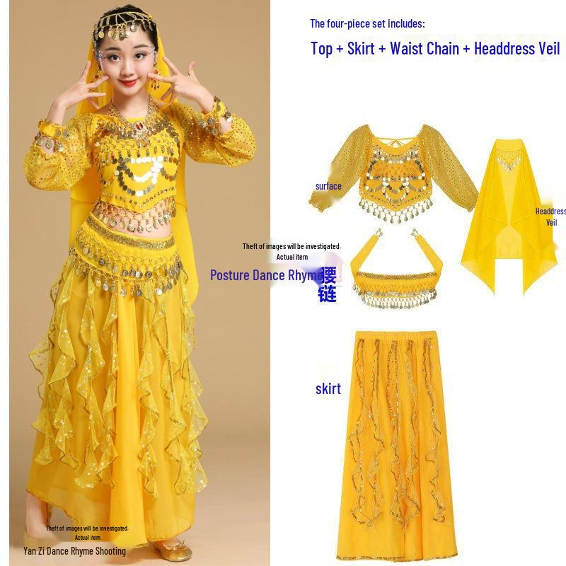 Disfraz de Espíritu Conejo de Jade - Demonio Femenino Traje de Actuación Infantil de Danza India