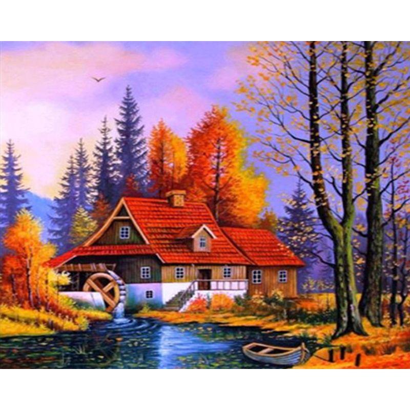 Full Round Diamond Painting Tree Landscape For Adult Kids Embroidery Autumn Scenery Home Decoration Diamond Art Gift