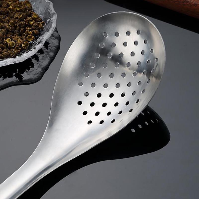 Stainless Steel Kitchen Spoon With Holes Cuisine Caviar Builder Roe Sauce Strainer Spoon Durable Kitchen Cooking Gadgets
