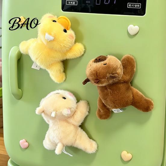 Small Plush Gift for Kids Cute Animal Refrigerator Magnets, Soft Stuffed Fridge Magnet, Adorable Duck Office Desk Accessory Cat Dolphin Raccoon Decor,