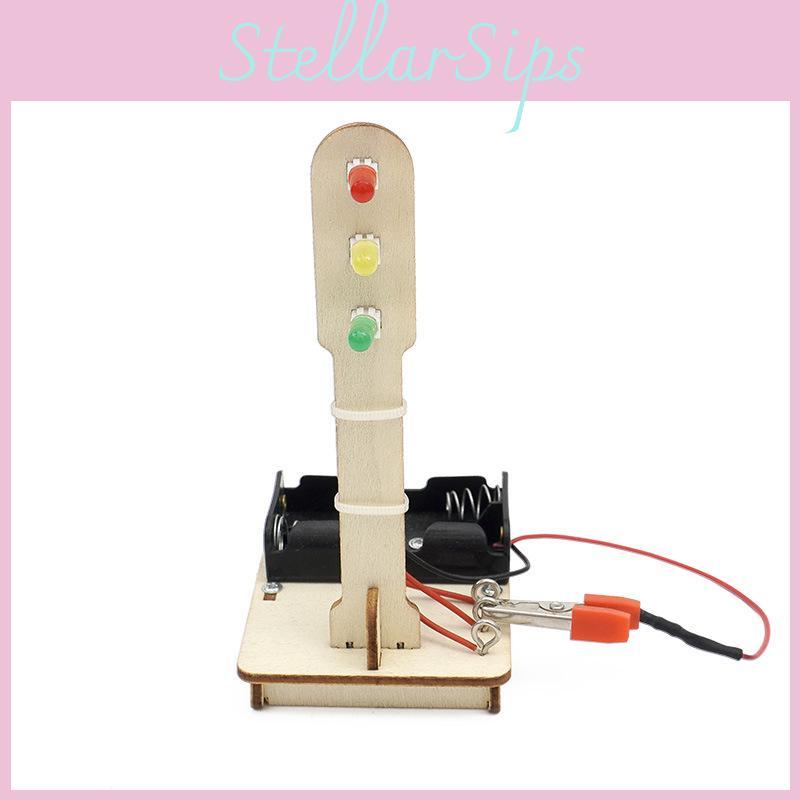 Wooden Diy Traffic Signal Light Educational Toy For Kids Science Experiment Stem Education