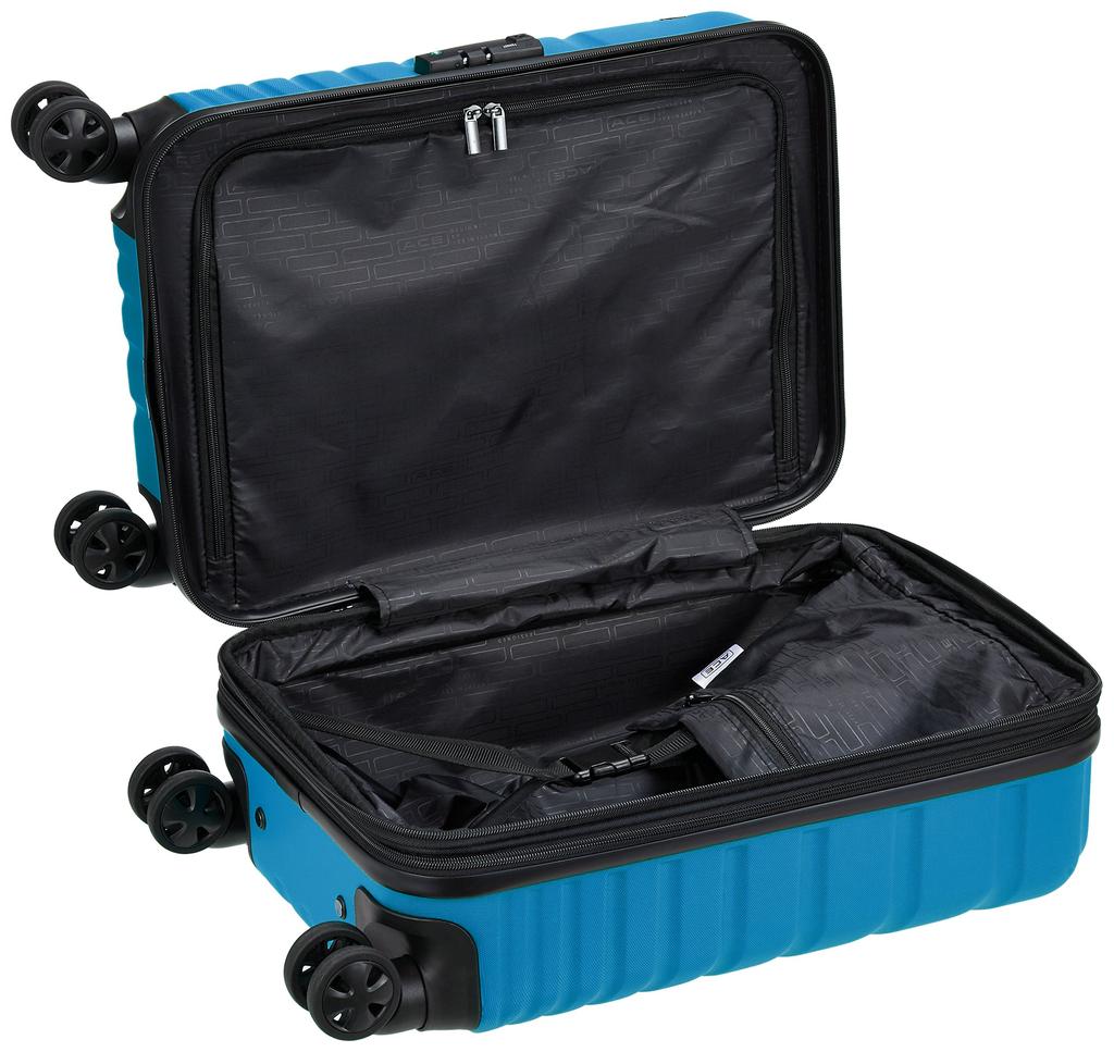 Valisă de design Dubai ovală cu funcție extensibilă posibilă 43L 48 cm Blue [Ace Ace], bagaj de mână 3,1 kg