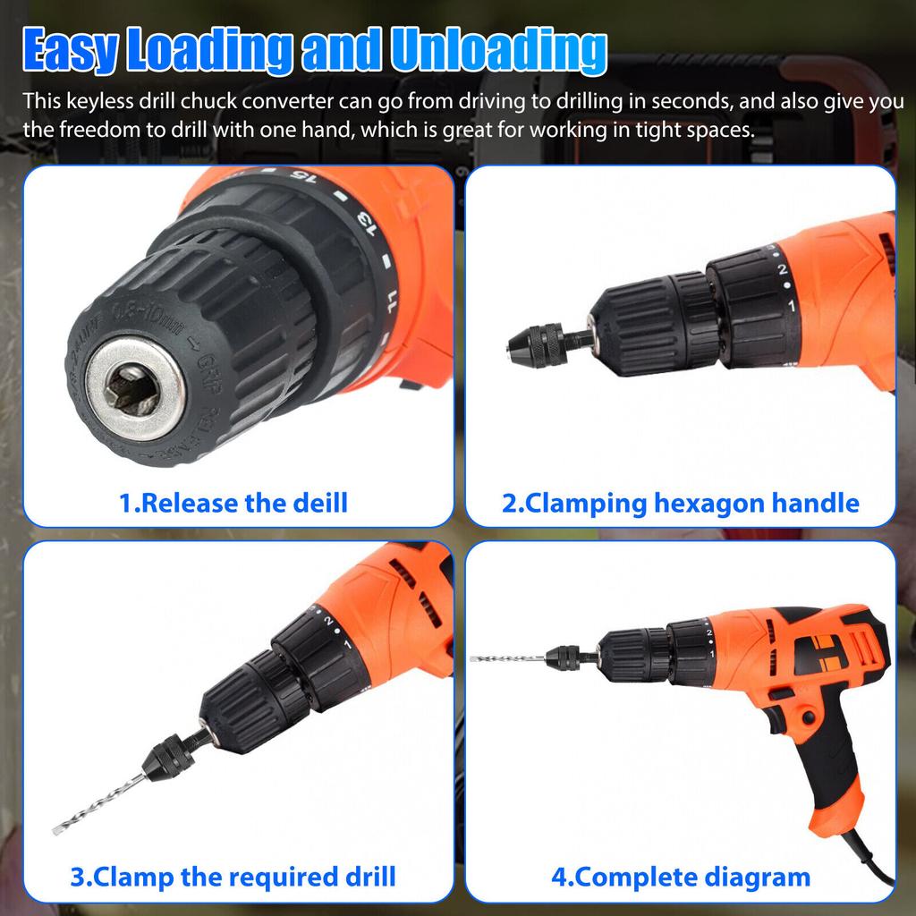 Electric Screwdriver 0.3 3.6/6.5mm Keyless Drill Chuck 1/4 Inch Hex Shank Keyless Drill Chuck Chuck Tool