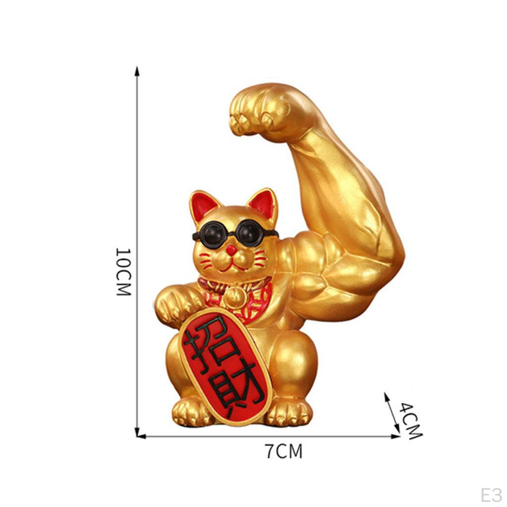 Cat Figurine Sculptures Resin Fengshui Statue Wealth Car Decoration Ornament Accessory