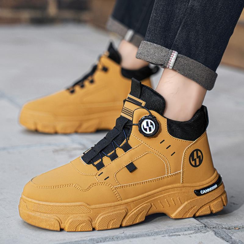Men's Sneakers Breathable Casual Shoes for Men Buttons Platform Vulcanzed Sneakers Shoes Non-slip Safety Shoes
