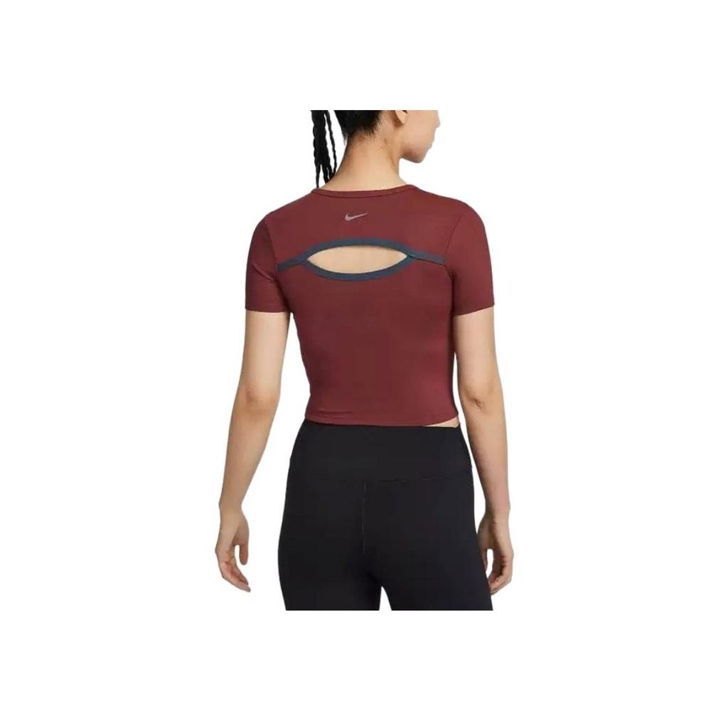 Nike Dri-Fit Fashion Comfortable Versatile Short Yoga Tight Quick-Dry Short Sleeve T-Shirt Women Tops Red HQ4999-619