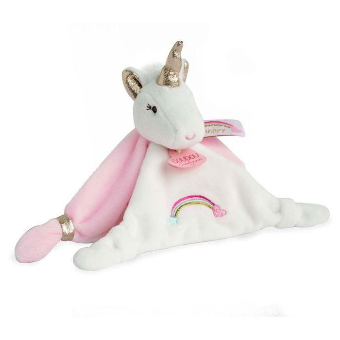 Doudou Licorne DOUDOU ET COMPAGNIE - Lucie La Licorne - Matières Douces Et Touches De Glitter or
