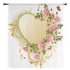 Love Pink Rose Butterfly Sheer Curtains for Bedroom Living Room Voile Window Curtains Tulle Curtains for Kids Room