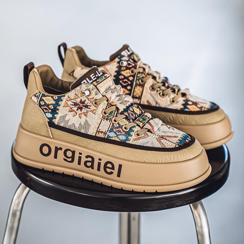 Fashion Men Shoes 2025 Spring Autumn New Fashion Comfortable Height Increase Casual Shoes Vintage Breathable Non Slip Platform Sneakers