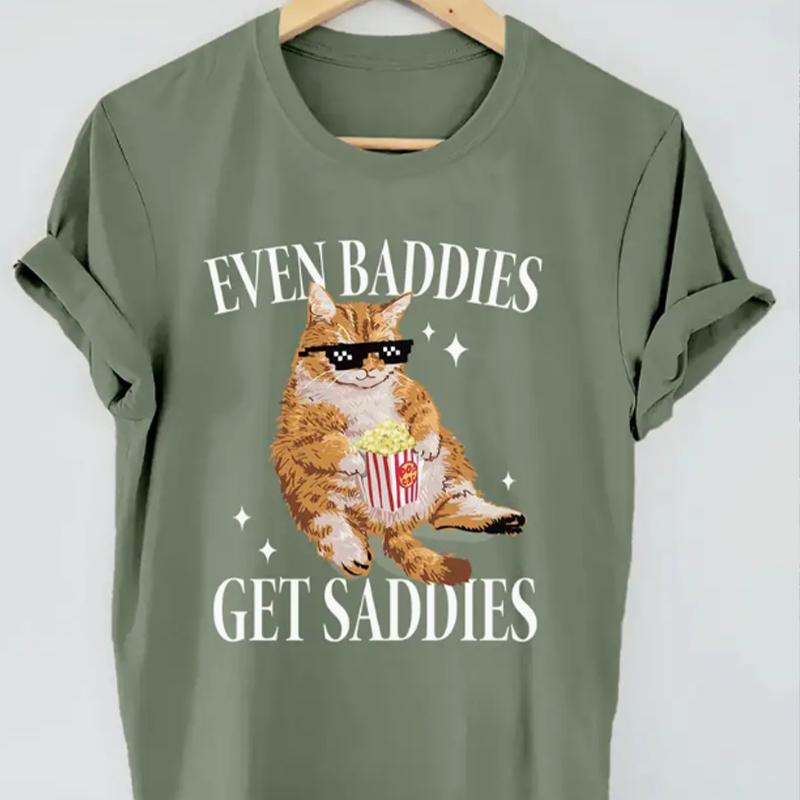 

Модная женская футболка с принтом «ленивый кот», забавная повседневная футболка с круглым вырезом и короткими рукавами, летняя женская футболка 8XL зелёный