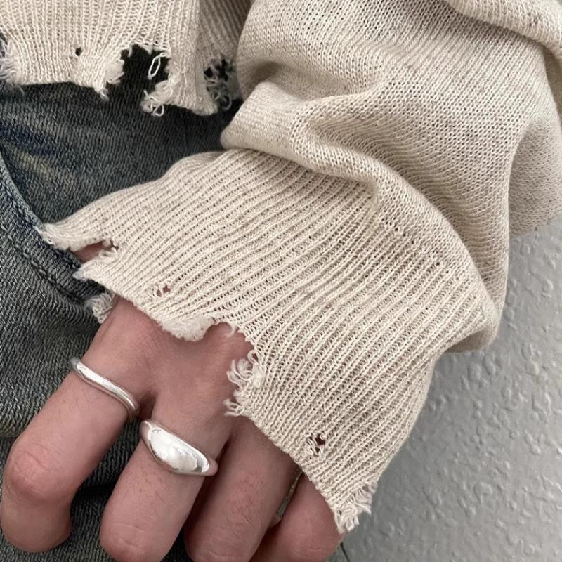 925 Sterling Silver Irregular Stackable Rings For Women Vintage Luxury Quality Jewelry Accessories Wholesale Jewellery Allergy
