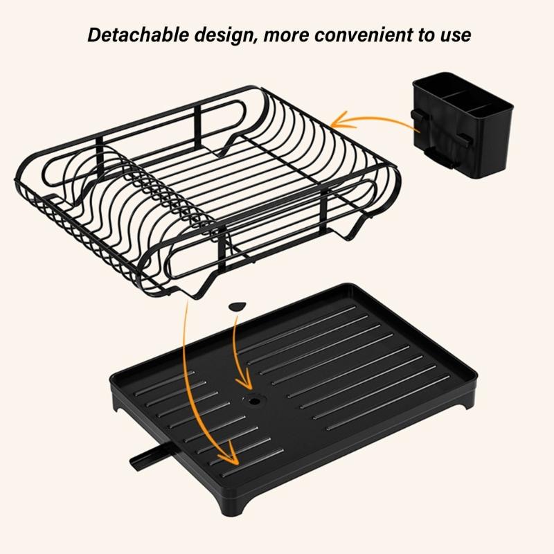 Multipurpose Dish Drainer Storage Rack Portable Dish Drying Stand with Adjustable Feet for Kitchen Organization