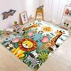 Rainbow Cute Animal Area Rug with Hippo Lion Giraffe Elephant Soft Fluffy Kids Playroom Decorative Carpet