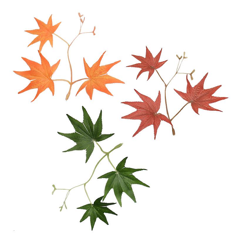 Artificial Maple Leaf Vine with Faux Chicken Claw & Flower Decorations for Water Pipe Wrapping