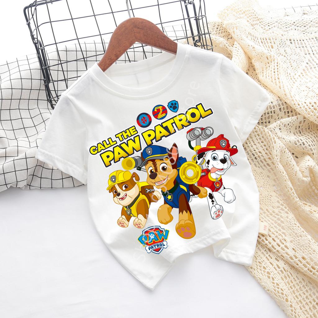 Kids Paw Patrol Cartoon Graphic Baby T Shirt Cotton Casual Short Sleeve Tee Boys and Girls 2026 Summer Toddler Clothing Tops