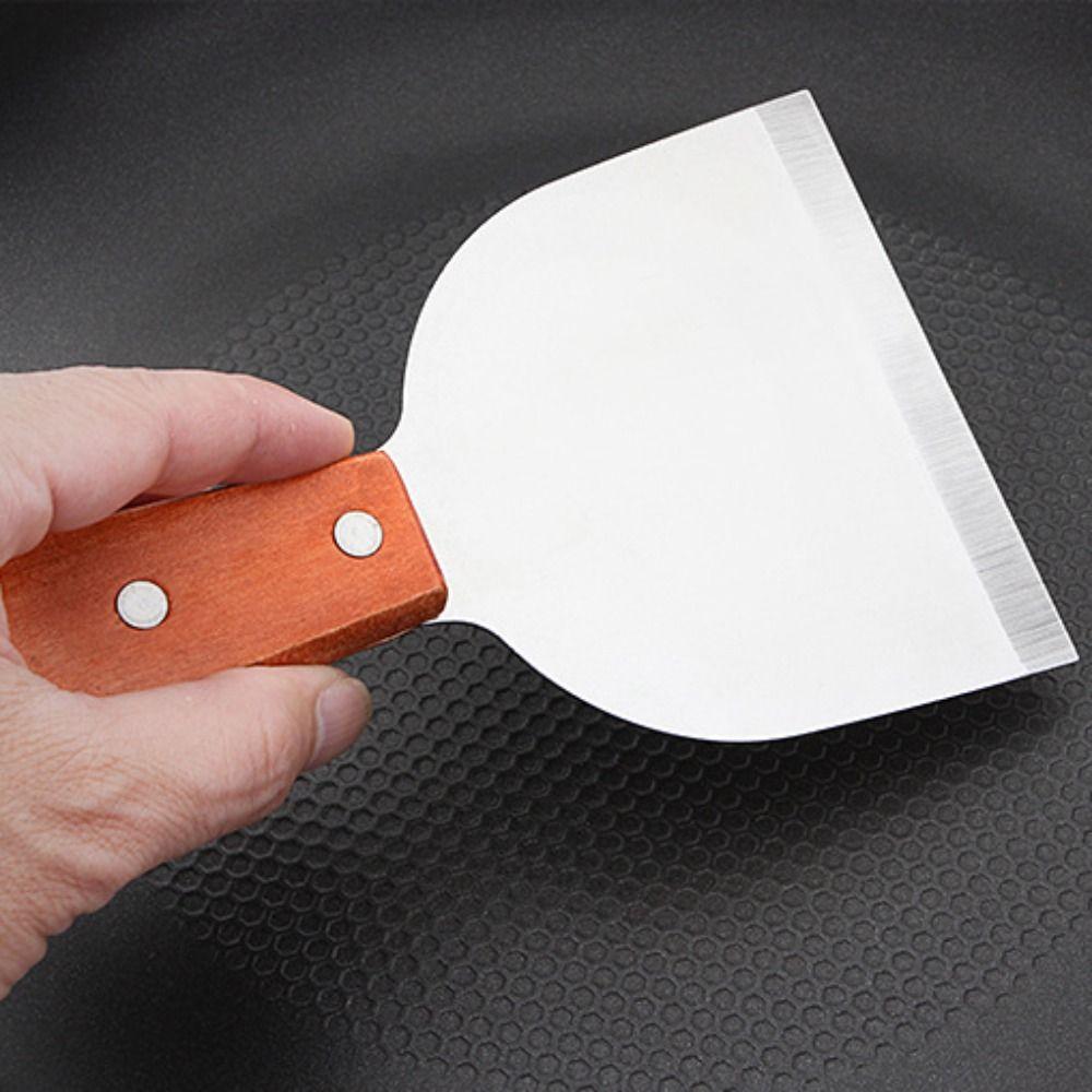 Anti-scald Wooden Handle Steak Spatula Rust-proof Pancake Turner Barbecue Shovel  Teppanyaki