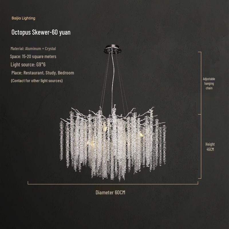 Elegant Crystal Branch Chandelier for Living Room or French Restaurant