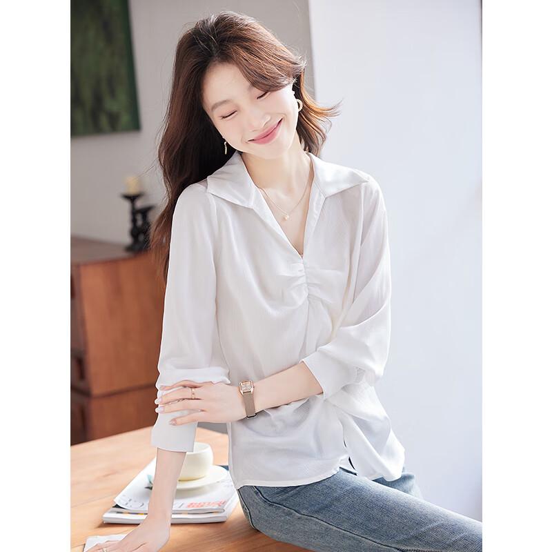 Women's V-Neck Long Sleeve Chiffon Commuter Blouse