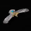 S925 Sterling Silver Jewelry Thai Silver Handmade Turquoise Gold Head Eagle Fashion Pendant for Men