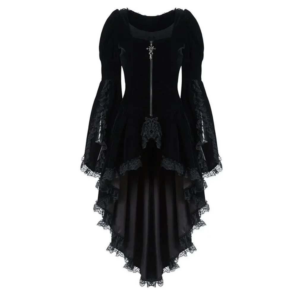 Medieval Tailcoat Halloween Gothic Vampire Lace Up Mens Costume, Renaissance Wedding Tuxedo, Vintage Court Style,Standard Size