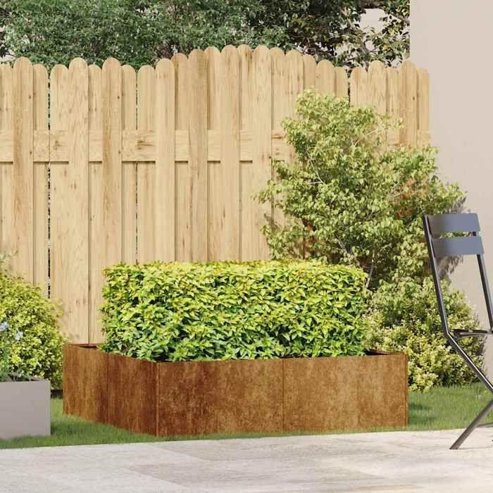 VidaXL Jardinière rouillé 100x100x30 cm acier inoxydable, pot de fleurs, support de plantes, lit surélevé, support de 860814