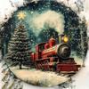 Metal Tin Sign Vintage Christmas Tree Train Wall Art Home Kitchen Decor