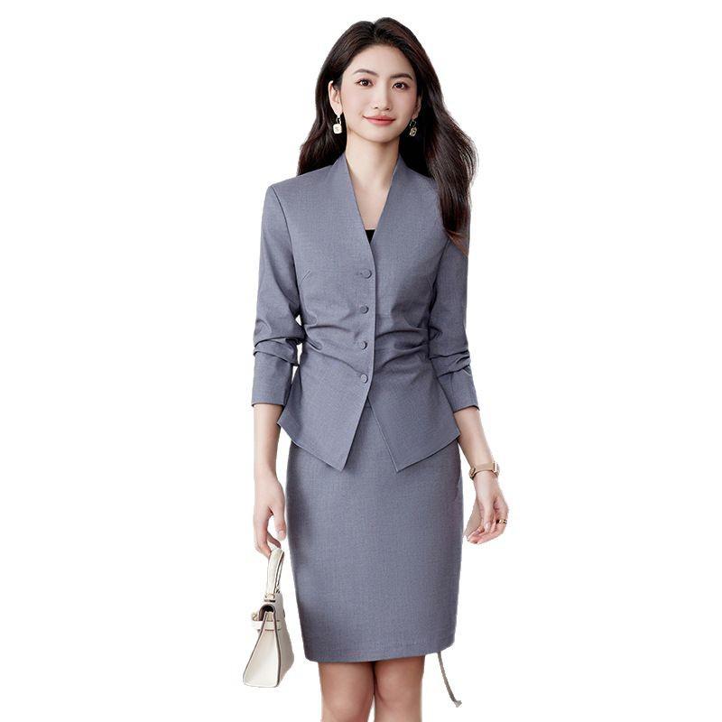 Collarless Women's Suit Set: Slim-Fit Professional Workwear for Spring and Autumn