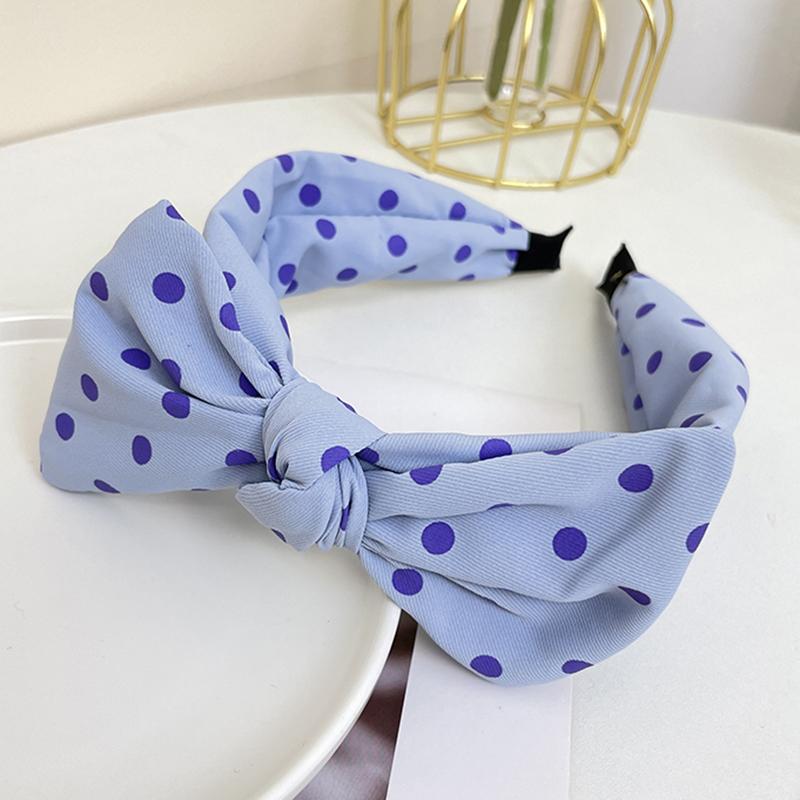 Versie Met Polka Dot Strik Stof Haarband Damesmode Klassiek Zoet En Schattig Vierkant Konijnenoren Hoofdband Met Brede Rand blauw
