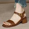 Fashion Hot Sale Roman Style Women Sandals 2025 New Fashion Sold Color Mid Heels Sandals Summer Open Toe Dress Up Women Sandals
