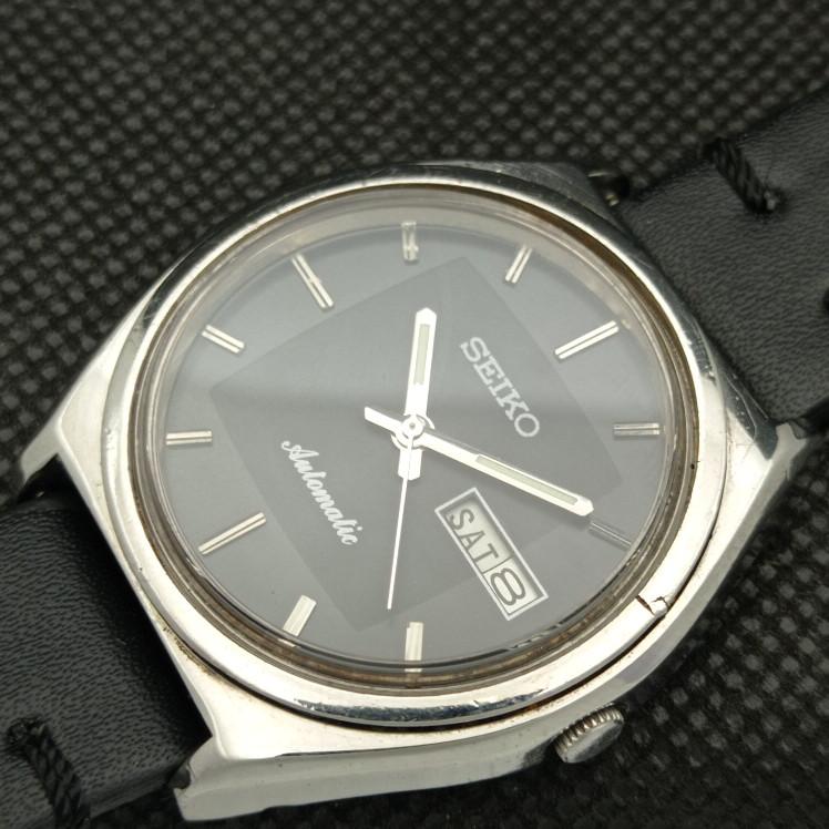 USED VINTAGE SEIKO 5 AUTOMATIC 6319A JAPAN MENS D/D BLACK WATCH 608k-a317318-9 SKU608k-a317318