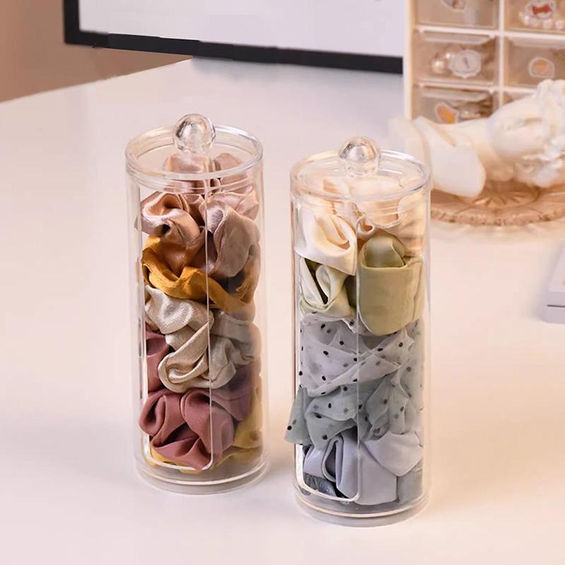 Transparent Acrylic Hair Tie Display Organizer Headband Hair Tie Holder With Lid