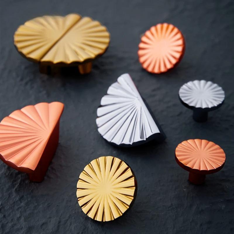 Brass Handle Semi-Circular Shape Door Knob Furniture Handles Sector Drawer Pulls Kitchen Cabinet Gold Knobs and Handles