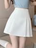 2024 Summer Black High Waist Pleated Midi Skirt - Petite Korean A-Line Skirt for Women