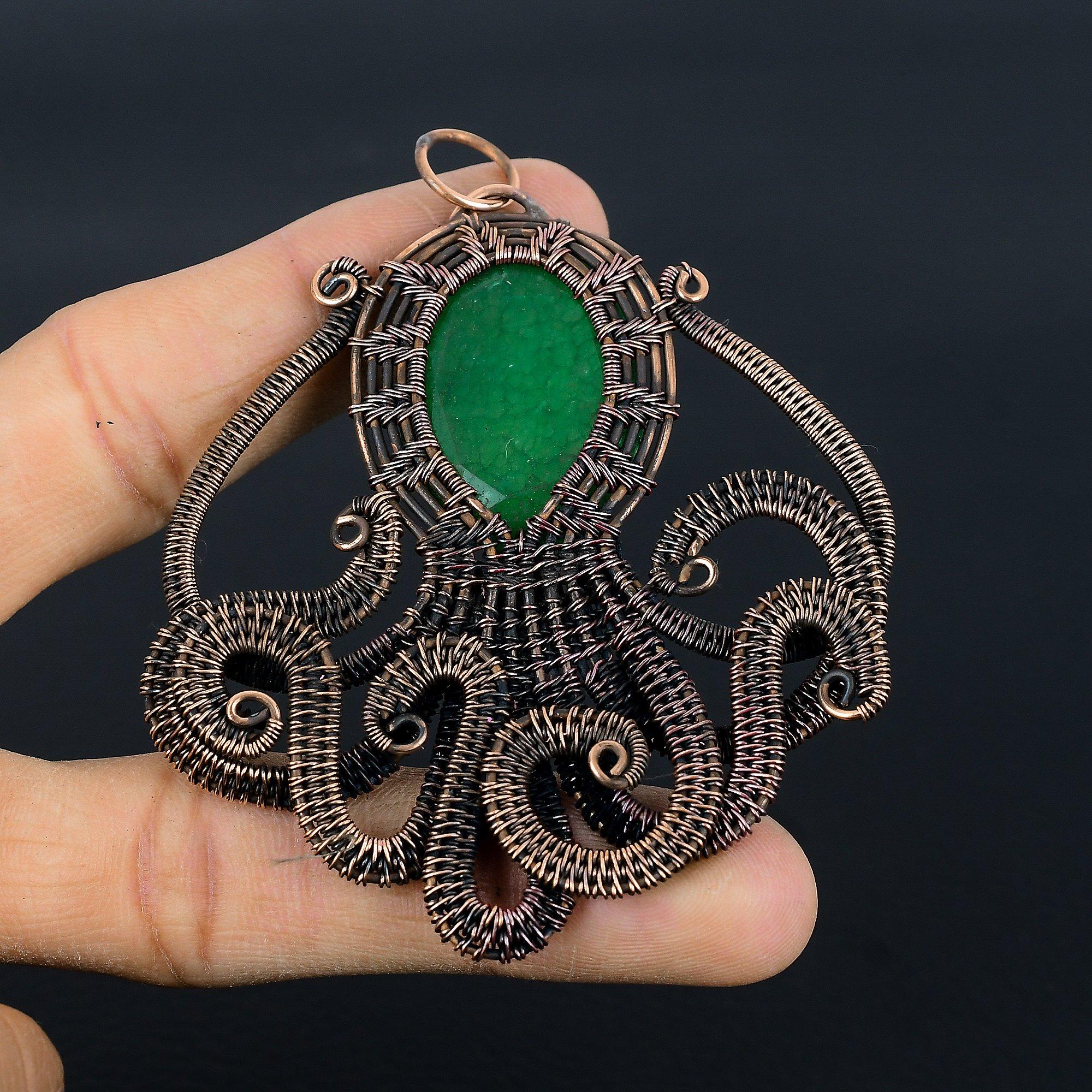 

Изумрудная подвеска, Подвеска из медной проволоки 999 пробы, Ювелирные изделия с драгоценными камнями, Подвеска ручной работы, Потрясающие украшения, Подарок для нее 2.55 Inches