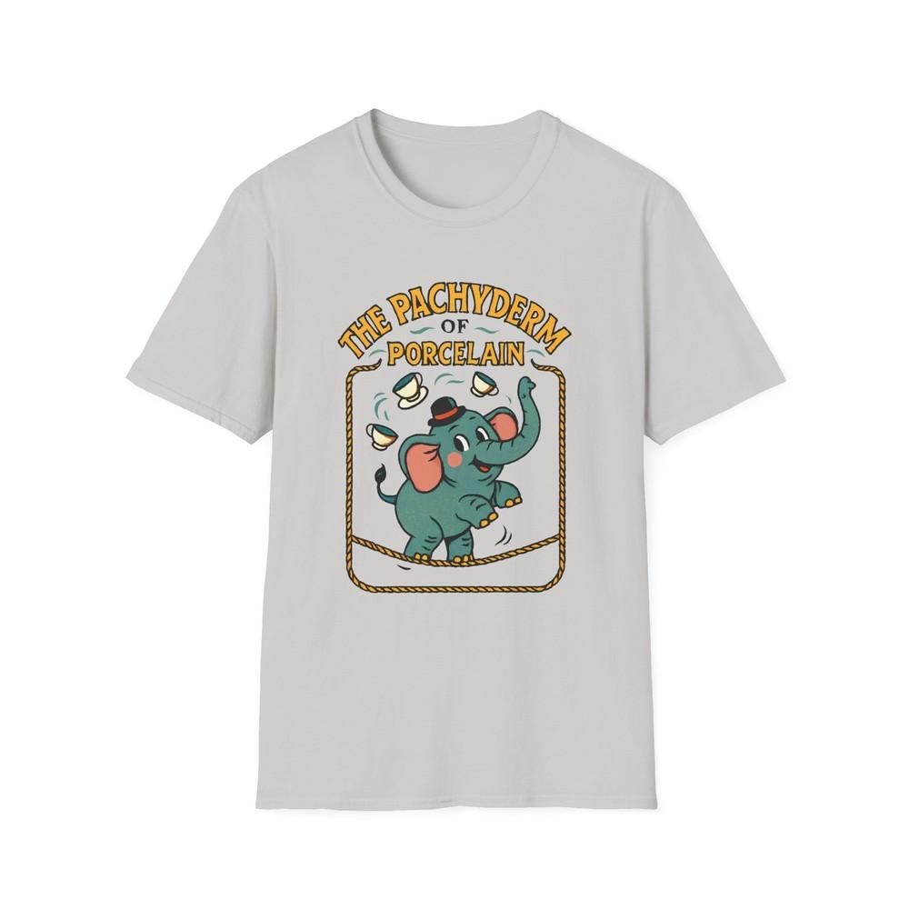 

Unisex Softstyle T-Shirt Cheerful Elephant Juggling Teacups Tightrope Circus L