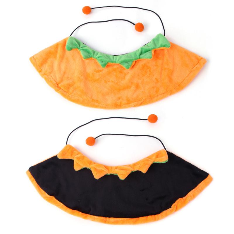 Pet Pumpkin Plush Cape Double Sided Drawstring Adjustable Cat Dog Funny Cute Halloween Costume Fancy