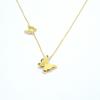 Elegant Stainless Steel Butterfly Pendant Necklace & Earring Set - Minimalist Clavicle Chain Jewelry