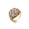 Round Geometry Big Ring for Women,Full Colorful Cubic Zircon Stone Finger Ring,Punk Statement Jewelry