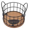 Coffee Pod Basket Round Iron Wire Storage Basket Large Capacity Coffee Capsule Holder with Wooden Base for Home Office