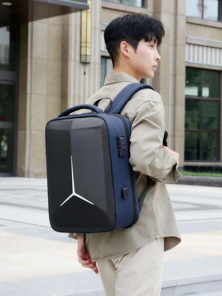 Men's Hard Shell Anti-pressure Motorcycle & Business Backpack with Airbag for 17-inch Laptop - Large Capacity