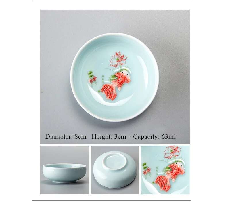Chinese  Tea Cup Porcelain Celadon Fish Tea cup Set Teapot Drinkware Ceramic China Kung Fu Tea Set Ceramic cup Chinese