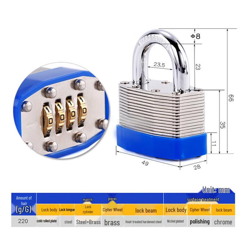 Haisidick 4-Digit Combination Padlock