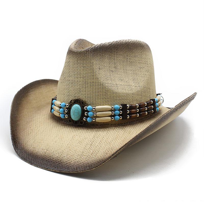 Summer Straw Cowboy Hat, Embroidered Breathable Sunshade Couple Sun Hat Beach Hat Straw Hat Cool Hat Women'S Hat