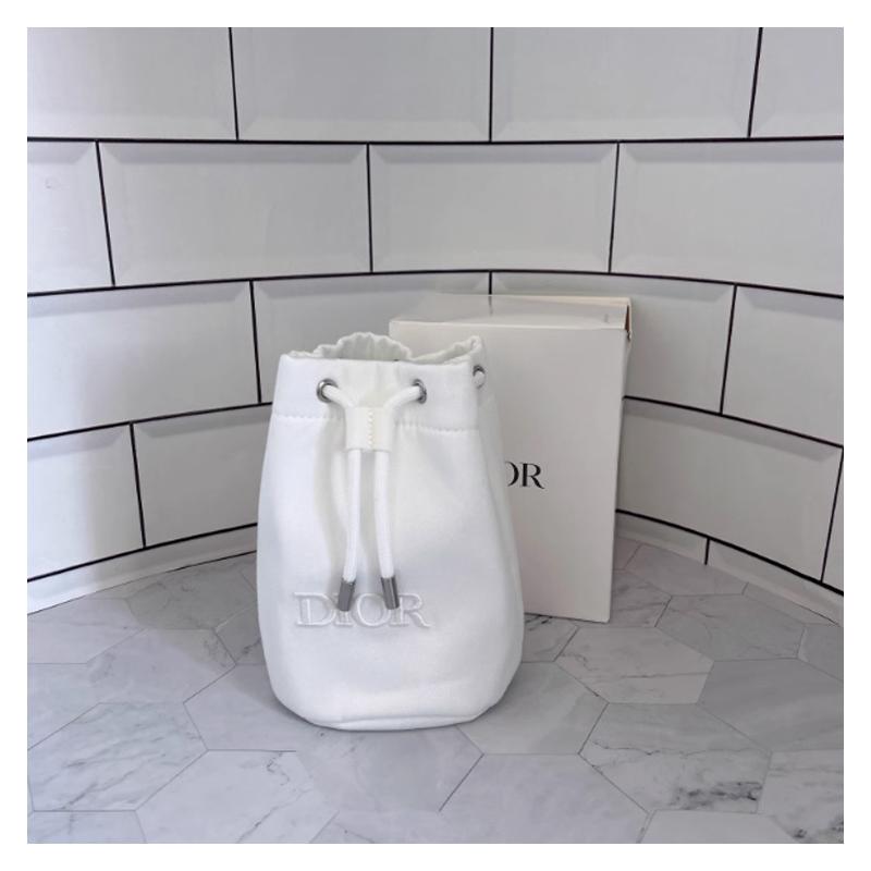 DIOR White Drawstring Cosmetic Bag Makeup Tools, Portable Storage, Gift for Girlfriend